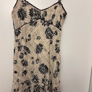 Anthropologie Beige and Black Patterned Mini Dress